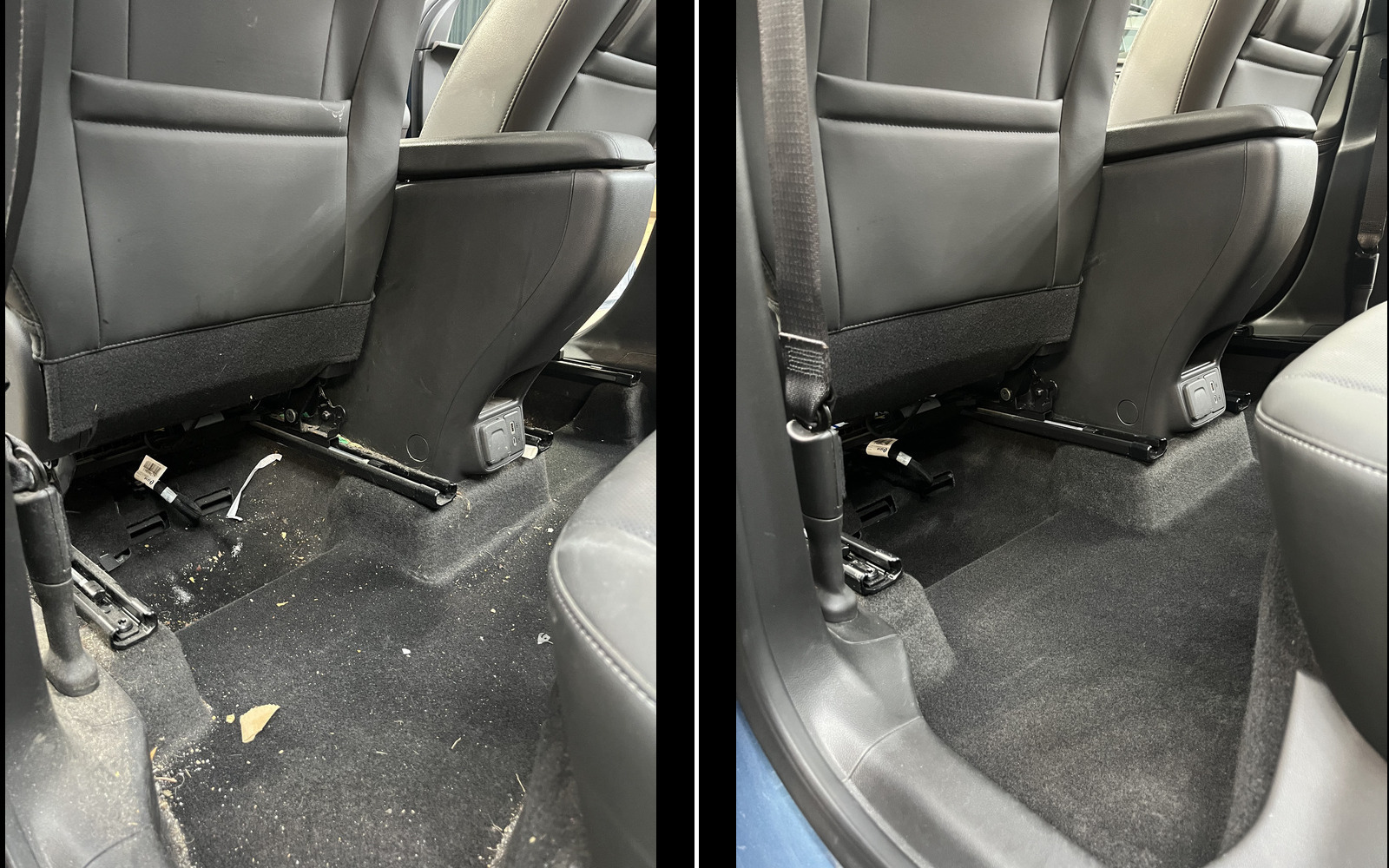 backseat of car interior detail